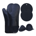 Kitchen Mitten Heat Insulation Rubber Silicone Gloves Non Slip Resistant Microwave Cooking Baking Pot Holders Oven Mitts Set